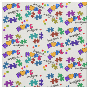 Autism Awareness Hope & Imagine Fabric