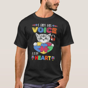 Autism Awareness I Am His Voice He Is My Heart Mom T-Shirt
