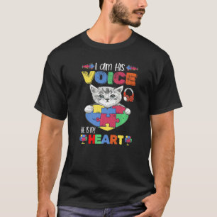Autism Awareness I Am His Voice He Is My Heart Mom T-Shirt