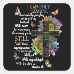 Autism Awareness I Can Only Imagine Jesus Faith T- Square Sticker
