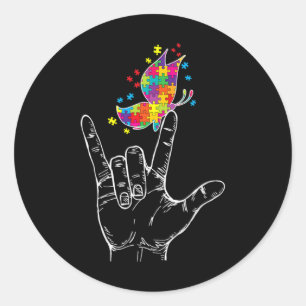 Autism Awareness I Love You Asl Hand Sign Language Classic Round Sticker