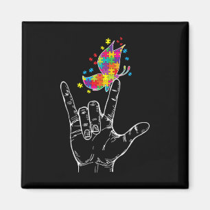 Autism Awareness I Love You ASL Hand Sign Language Magnet