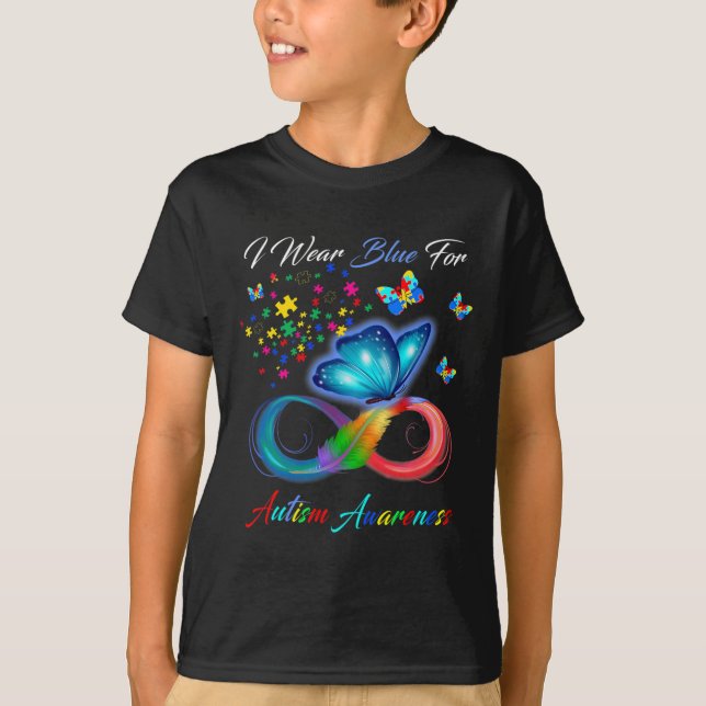 Autism Awareness - I Wear Blue For Autism Awarenes T-Shirt (Front)