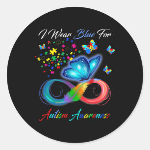 Autism Awareness I Wear Blue For Autism Awareness  Classic Round Sticker
