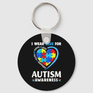 Autism Awareness I Wear Blue For Autism Awareness Keychain