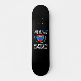Autism Awareness I Wear Blue For My Son Skateboard