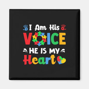 Autism Awareness I'm His Voice He Is My Heart Mom Magnet