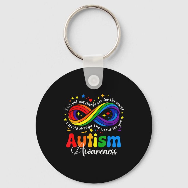 Autism awareness infinity symbol accept understand keychain (Front)