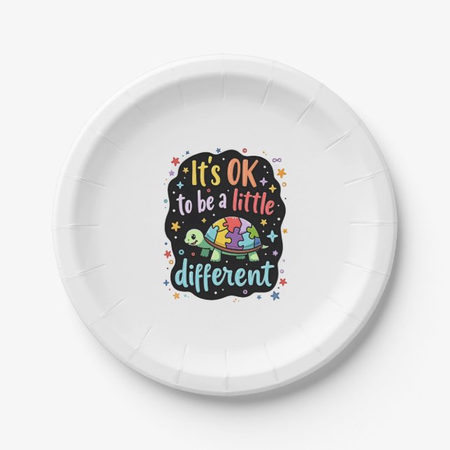 Autism Awareness It's Ok To Be A Little Different  Paper Plate (Front)