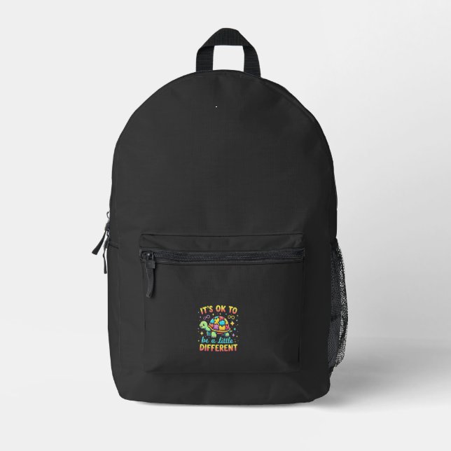 Autism Awareness It's Ok To Be A Little Different  Printed Backpack (Front)