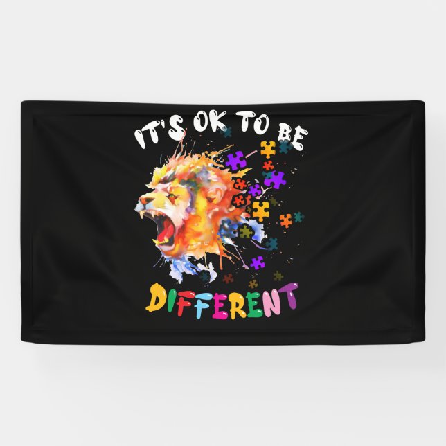 Autism Awareness It's OK to be different Colourful Banner (Horizontal)