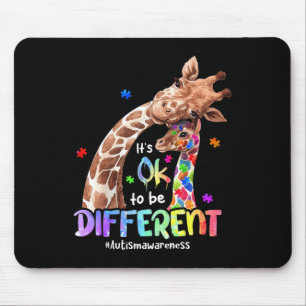 Autism Awareness Its Ok To Be Different Giraffe Wo Mouse Pad