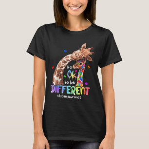 Autism Awareness Its Ok To Be Different Giraffe Wo T-Shirt