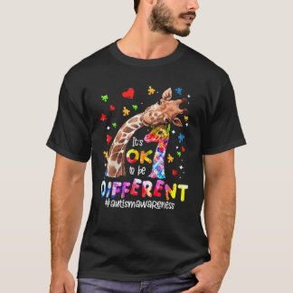 Autism Awareness Its Ok To Be Different Giraffe Wo T-Shirt