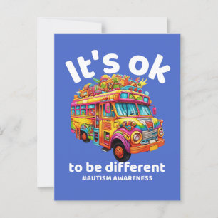 Autism Awareness It's ok to be different Postcard