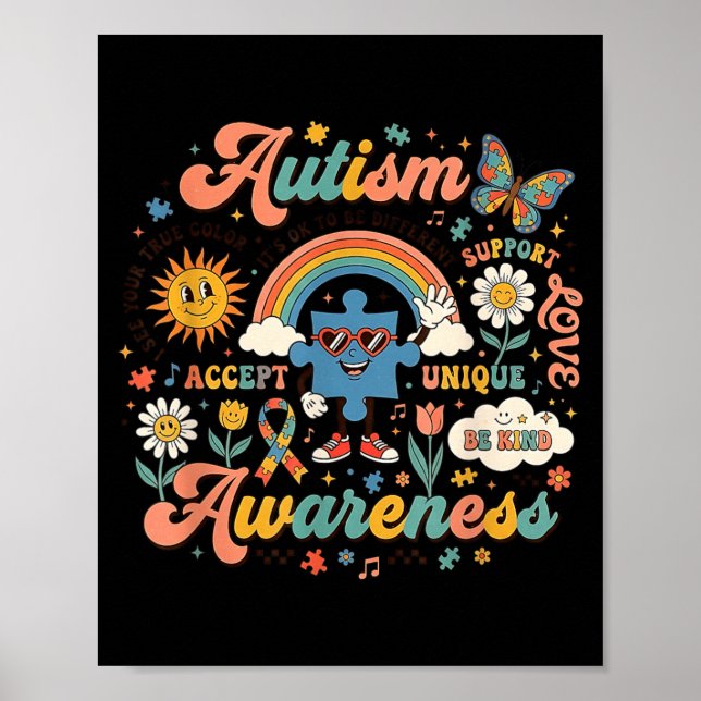 Autism Awareness Its Ok To Be Different Support Poster (Front)