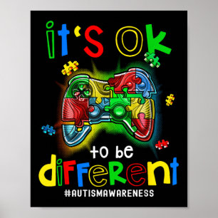 Autism Awareness Its Ok To Be Different Video Game Poster