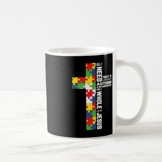 Autism Awareness Jesus Cross Puzzle Cool Christian Coffee Mug (Right)