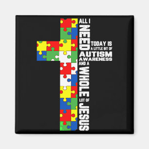 Autism Awareness Jesus Cross Puzzle Cool Christian Magnet
