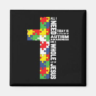 Autism Awareness Jesus Cross Puzzle Cool Christian Magnet