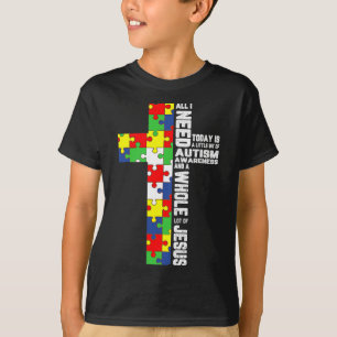 Autism Awareness Jesus Cross Puzzle Cool Christian T-Shirt