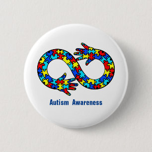 Autism Awareness Jigsaw Puzzle Infinity Symbol 2 Inch Round Button