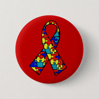 Autism Awareness Jigsaw Puzzle Ribbon Products 2 Inch Round Button