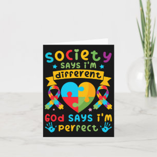 Autism Awareness Kids Boys God Says I'm Perfect Card