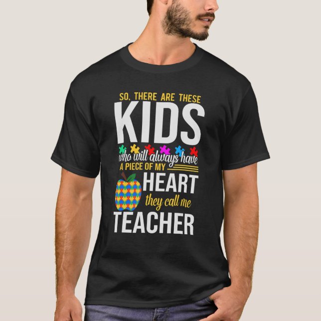 Autism Awareness Kids Call Me Teacher T-Shirt (Front)