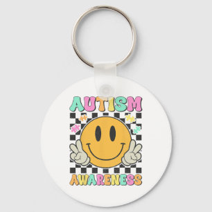Autism Awareness Kids Men Women Smile Face Autisti Keychain