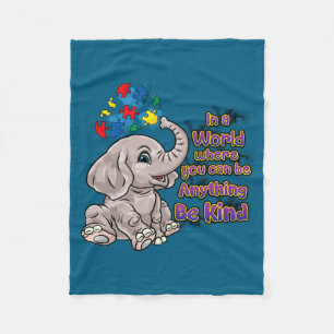 Autism Awareness Kind Elephant Puzzle Fleece Blanket