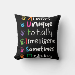 Autism Awareness Kindness  Always Unique Totally  Throw Pillow