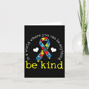 Autism Awareness Kindness Ribbon Heart Card
