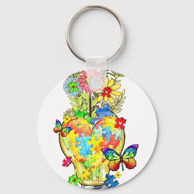 autism awareness let your light shin keychain (Front)