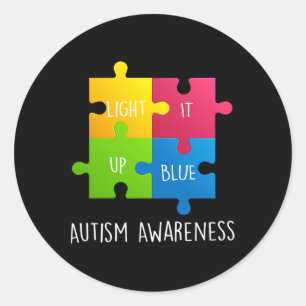 Autism Awareness Light It Up Blue  Classic Round Sticker