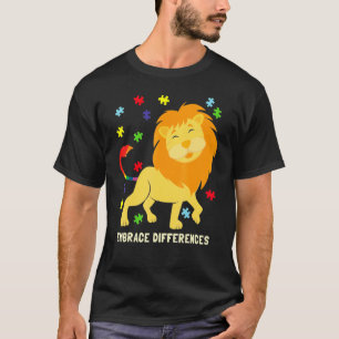 Autism Awareness Lion Puzzle Pieces T-Shirt