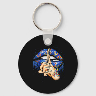 Autism Awareness Lips 1  Keychain