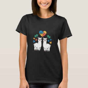 Autism Awareness Llama Puzzle Heart Pieces Lov T-Shirt