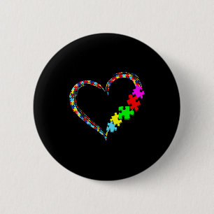 Autism Awareness Love Heart Puzzle Piece Gift Men  2 Inch Round Button