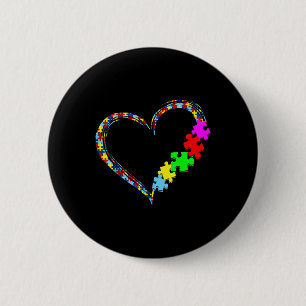 Autism Awareness Love Heart Puzzle Piece Gift Men 2 Inch Round Button