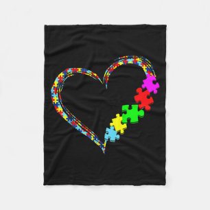 Autism Awareness Love Heart Puzzle Piece Gift Men Fleece Blanket