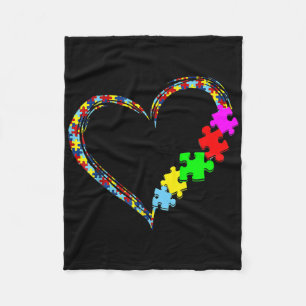 Autism Awareness Love Heart Puzzle Piece Gift Men  Fleece Blanket