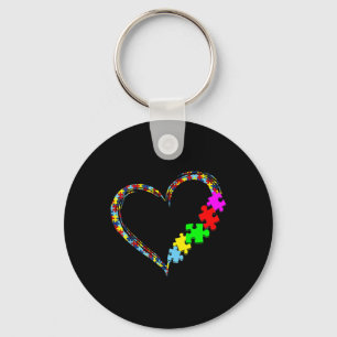 Autism Awareness Love Heart Puzzle Piece Gift Men  Keychain