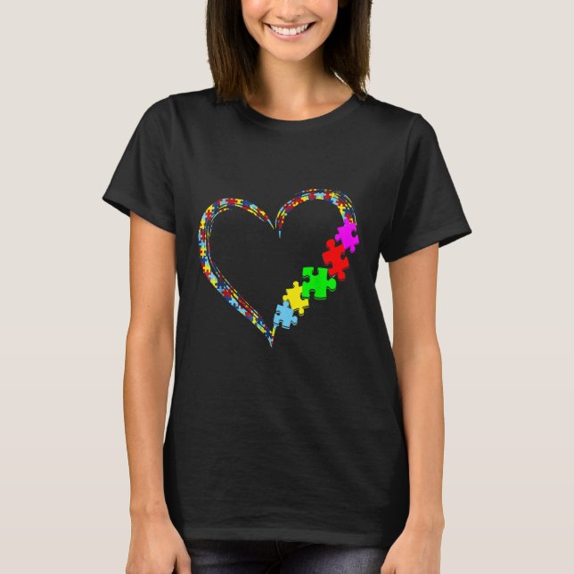 Autism Awareness Love Heart Puzzle Piece Gift Men  T-Shirt (Front)