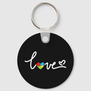 Autism Awareness Love Heart Puzzle Piece Mens Wome Keychain