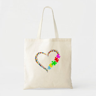 Autism Awareness Love Heart Puzzle Piece Tote Bag