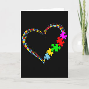 Autism Awareness Love Heart Puzzle Piece Valentine Card