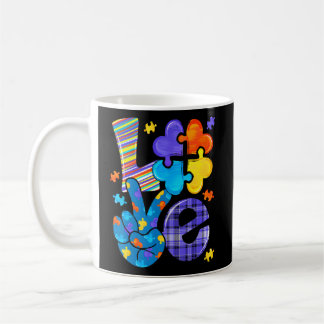 Autism Awareness Love Letter Cute Heart Puzzle Mom Coffee Mug
