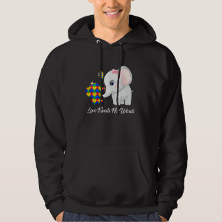 Autism Awareness Love Needs No Words Elephant Supp Hoodie