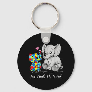 Autism Awareness Love Needs No Words Elephant Supp Keychain